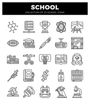 School icons on a white background. Illustrazione stock
