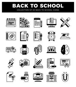 School icons on a white background. 스톡 일러스트