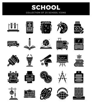 School icons in a white background Illustrazione stock