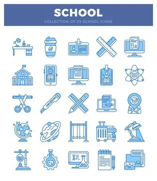 School icons on white background Stock Illustration