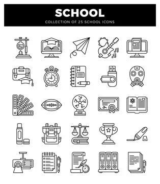 School icons on white background. Stock Illustration