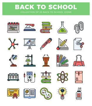School icons on a white background Stock Illustration