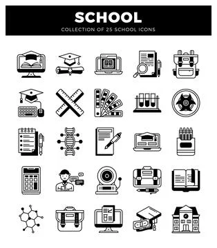 School icons on a white background. presented as a clean graphic design. Stockillustratie