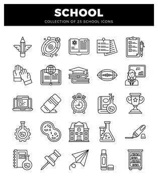 School icons on a white background. vector illustration. Stockillustratie