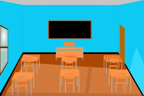 School: illustration of an empty classroom seen from inside Stock Illustration