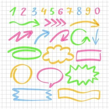 School infographic elements with colorful markers Illustrazione stock