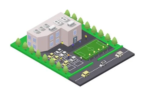 School isometric illustrated on background Stock Illustration