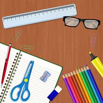 School items Stock Illustration