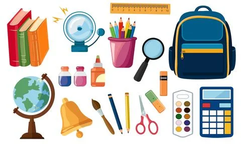 School items Stock Illustration