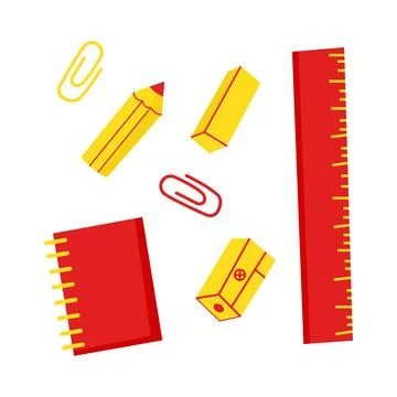School items set doodle illustration. Back to school concept set with books and Stock Illustration