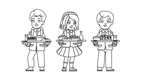 School kid healthy lunch vector Ilustração Stock