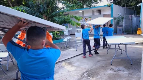 School Kids Carrying a Table Elementary Students Stock Footage 222776537