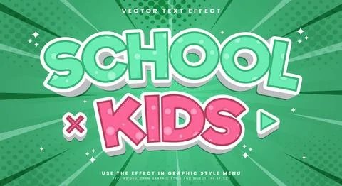 School Kids editable text effect Template Stock Illustration