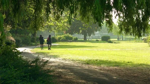 School Kids in Park Stock Footage 76105262
