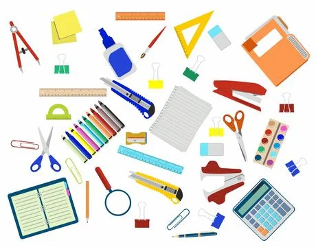 School kit set stationary Stock Illustration