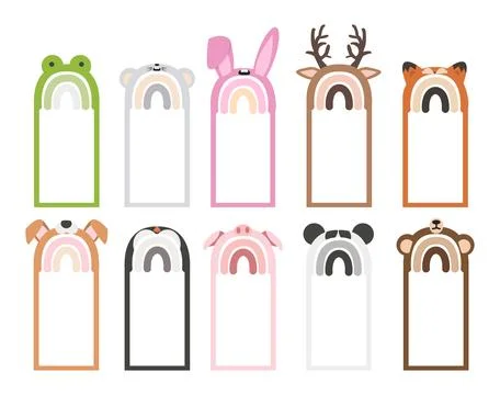 School label with animals fun set Stock Illustration