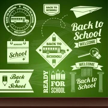 School labels chalk set Stock Illustration