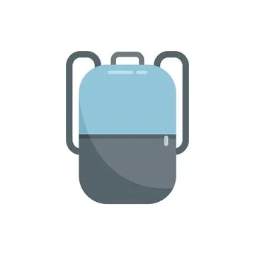 School laptop backpack icon flat vector. Bag case Stock Illustration