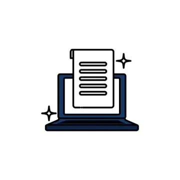 School laptop with document fill style icon Stock Illustration