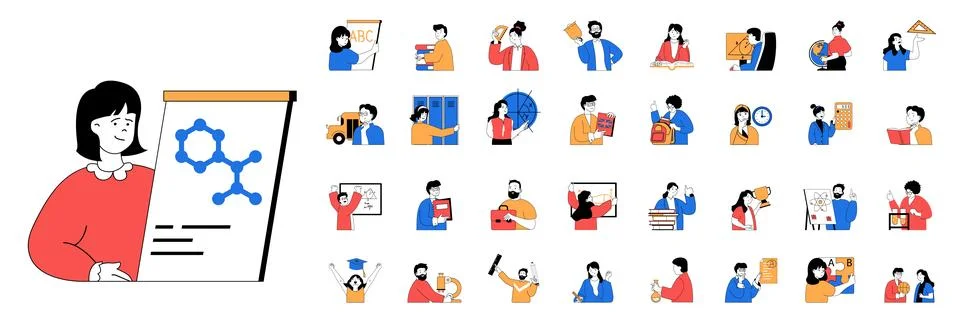 School Learning Web Illustrations Illustrazione stock