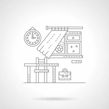 School lessons flat line vector icon Stock Illustration