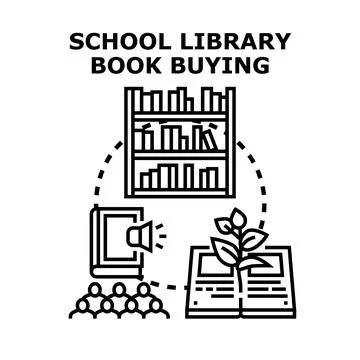 School library book buying concept vector icon Stock Illustration