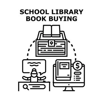 School library book buying concept, acquiring educational literature Stock Illustration