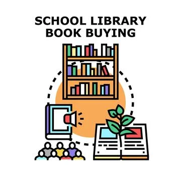 School library book buying concept vector icon Stock Illustration