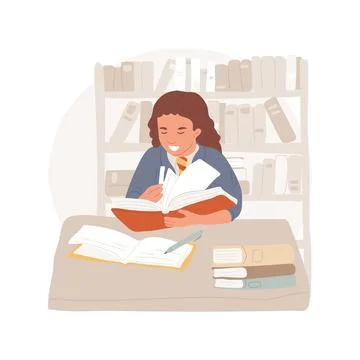 School library isolated cartoon vector illustration. Ilustración de archivo