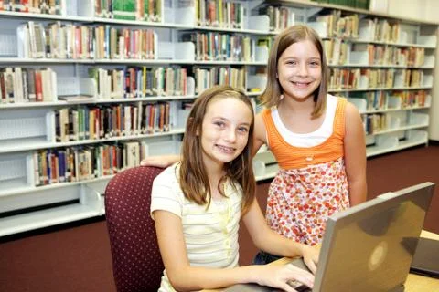 School Library - Technology in Class Stock Photos