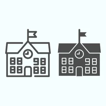 School line and solid icon. School building vector illustration isolated on Ilustración de archivo