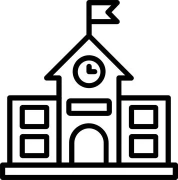 School Line Icon Design Stock Illustration