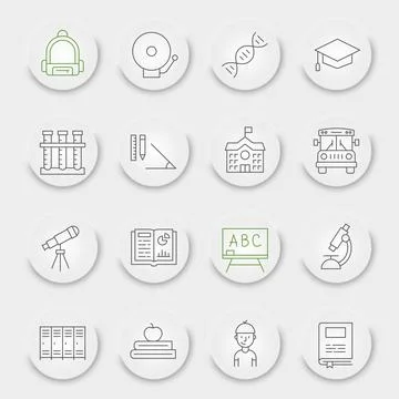 School line icon set Illustrazione stock