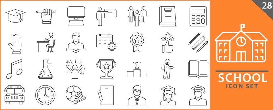 School Line icon set Stock Illustration