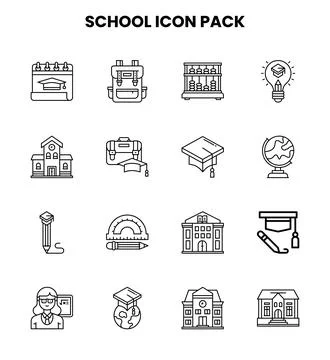 School Line Icons Pack Stockillustratie