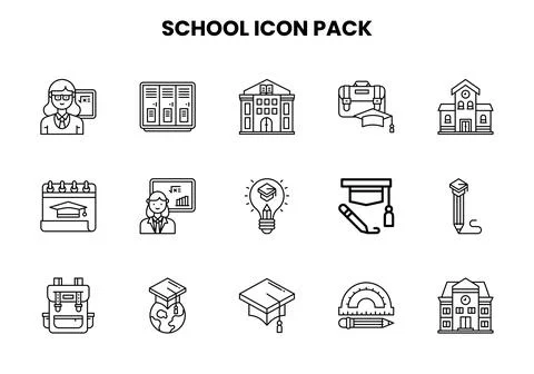 School Line Scalable Icons Pack Stock Illustration