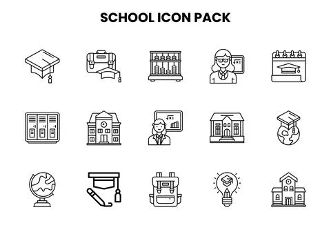 School Line Scalable Icons Pack Stockillustratie