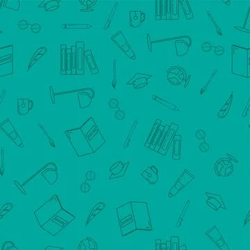 School line seamless pattern. Endless cute vector illustration Stock Illustration