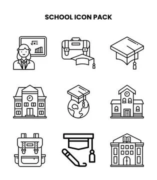 School Line Set Icons Pack Stock Illustration