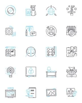 School linear icons set. Education, Learning, Academics, Math, Science, History Illustrazione stock