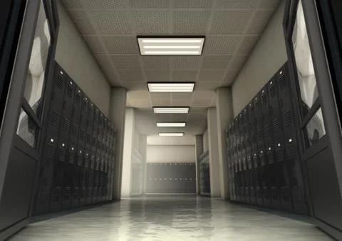 School Locker Corridor Stock Illustration