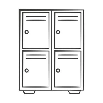 School locker doodle icon. Outline vector illustration isolated on white Stock Illustration