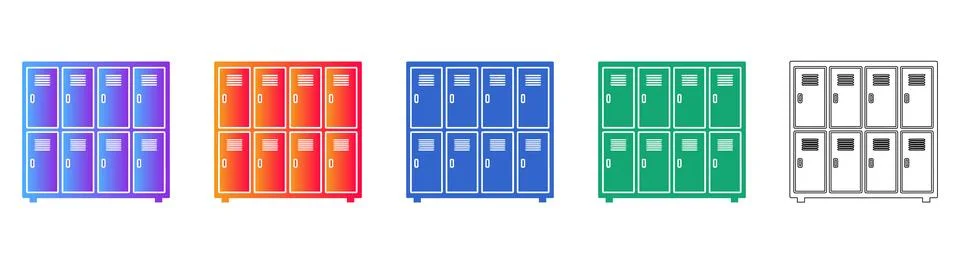 School Locker Icons for Educational Web Design Stock Illustration