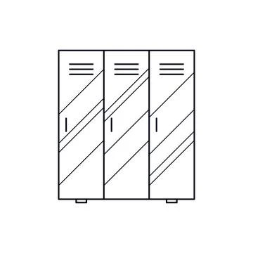 School locker storage of things, box dressing, line art. Storage system for s Illustrazione stock