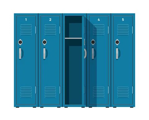 School locker vector door highschool metal gymnasium. Gym lockers box background Stock Illustration