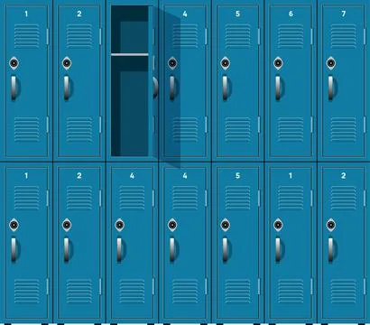 School locker vector door highschool metal gymnasium. Gym lockers box background Illustrazione stock
