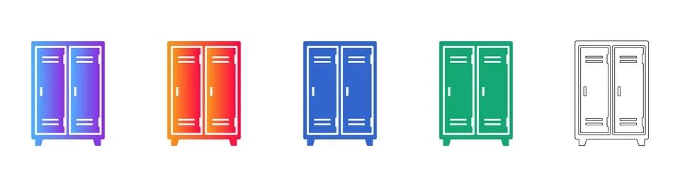 School Locker Vector Icon Collection Stock Illustration