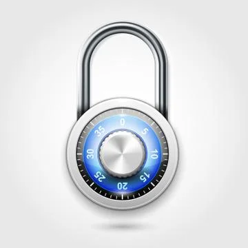 School lockers combination padlock - round lock icon with code Stock Illustration