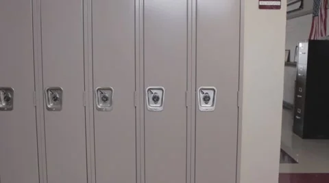 School lockers dolly to an empty classroom 動画素材 40859851