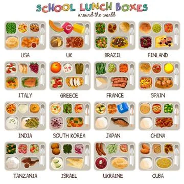 School Lunch Boxes Icons Stock Illustration